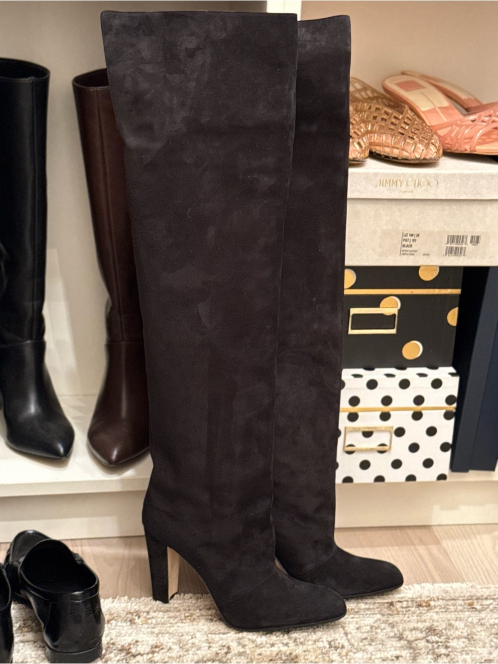 Manolo Blahnik Gardahi 105 Black Suede Knee High Boots EU 39 NEW BOX